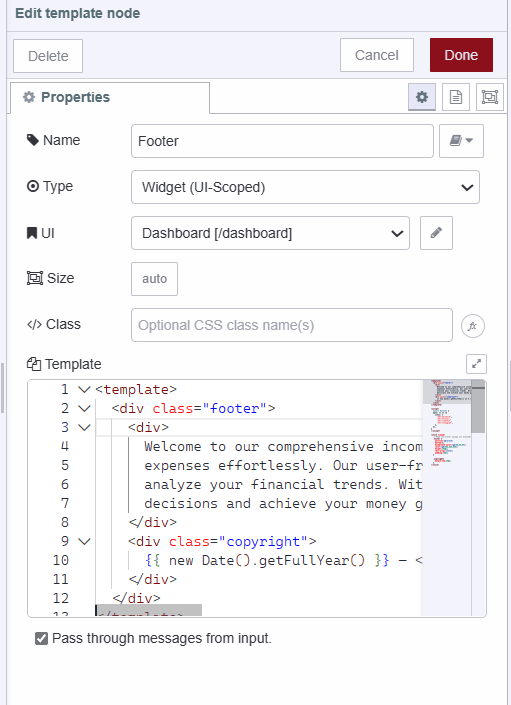 Screenshot displaying the ui-template widget's configuration "Screenshot displaying the ui-template widget's configuration"