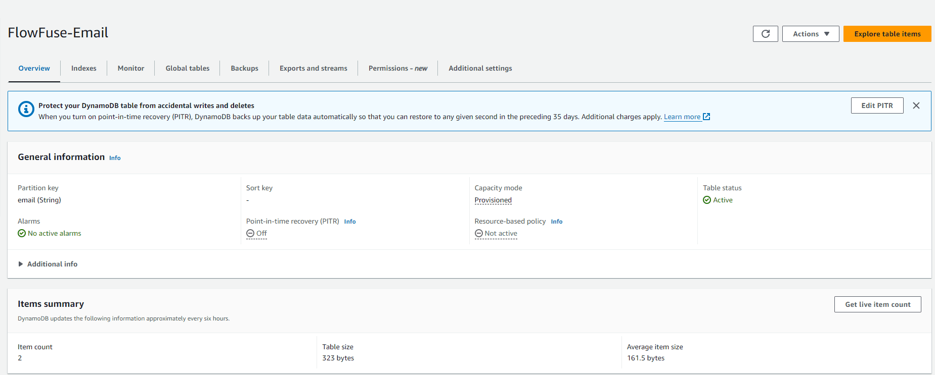 AWS DynamoDB with Node-RED