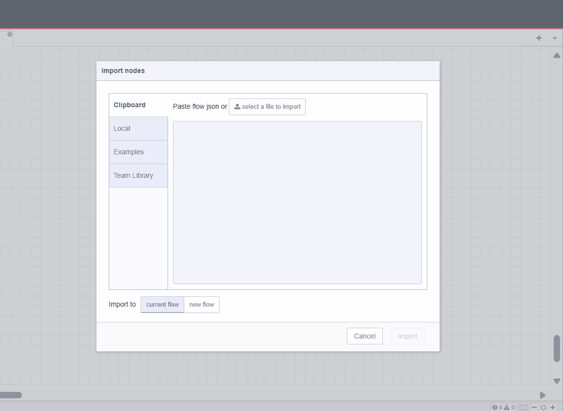 Import option of the main menu's options Import option of the main menu's options